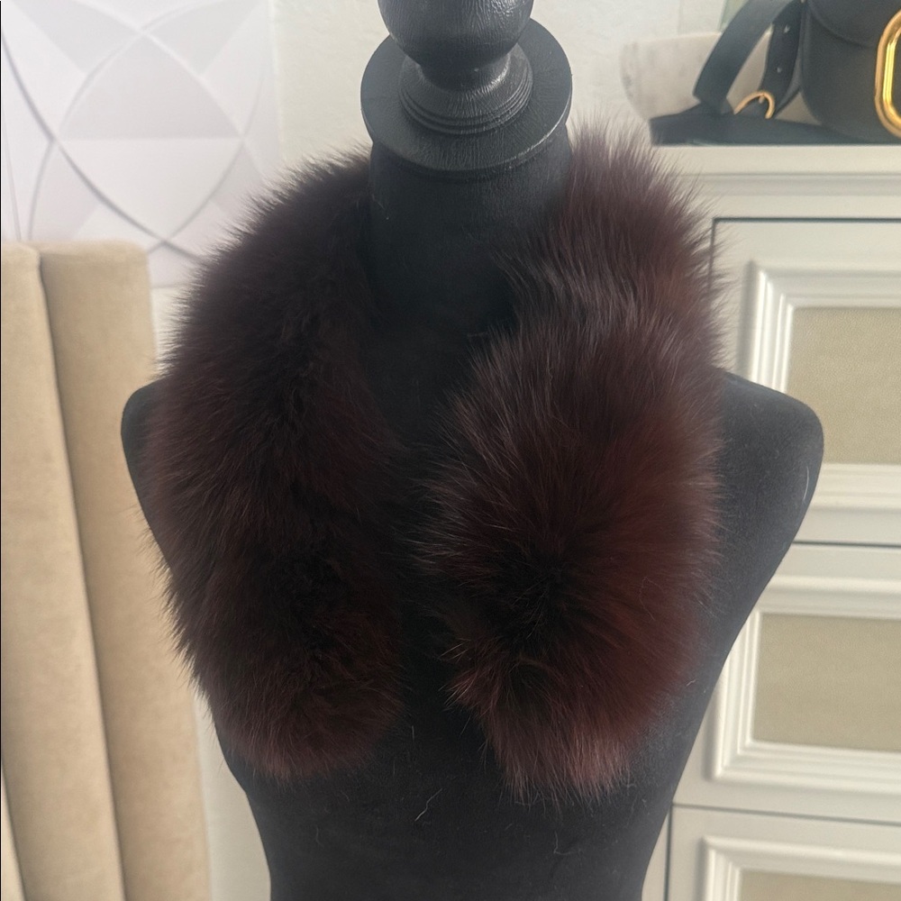 Real Fox fur clip on collar neck warmer